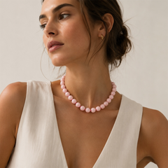 Collar Aura de Cuentas Marmoleadas Rosa