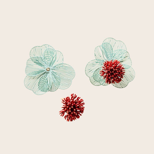 Pendientes Coralina Roja 2 en 1