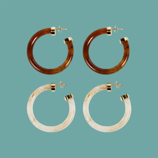 Aros Acero y Resina – 4 cm
