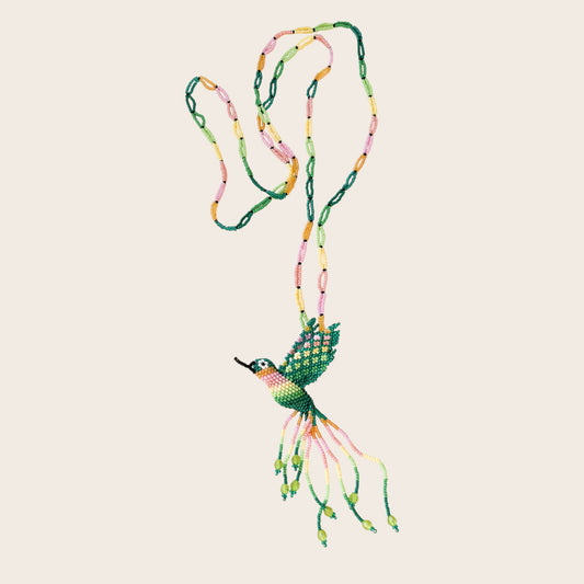 Collar Colibrí Verde-Rosa