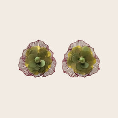 Pendientes Flor Oliva 2 en 1