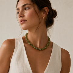 Collar Aura de Cuentas Marmoleadas Verde