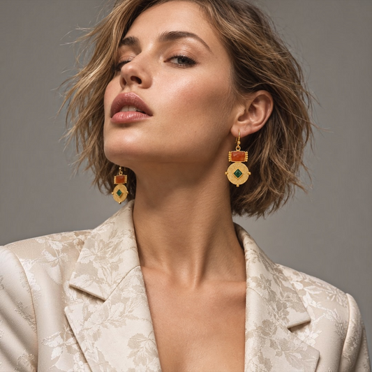 Pendientes Aurora•Naranja y Verde