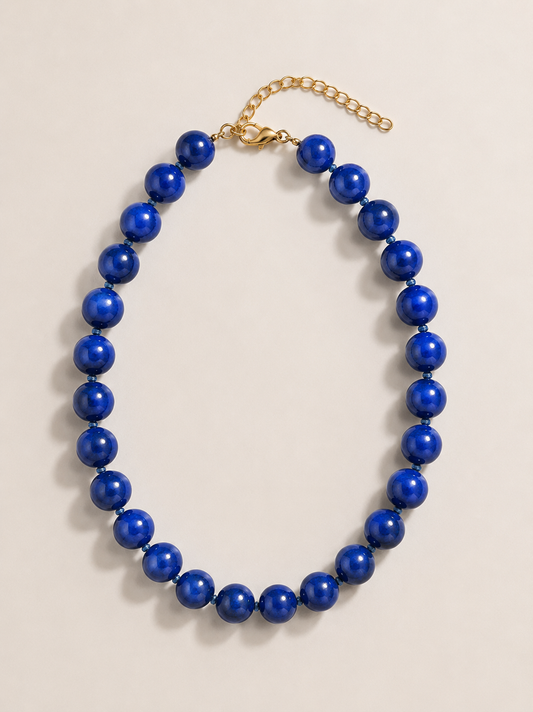 Collar Aura de Cuentas Marmoleadas Azul