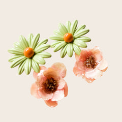 Pendientes Caléndula-Verde/Rosa