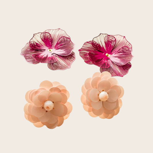 Pendientes Flor Rosa 2 en 1