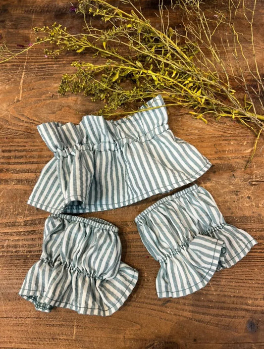 Conjunto cuello-puños rayas