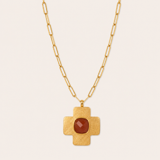 Collar Cruz Petra – Baño de Oro