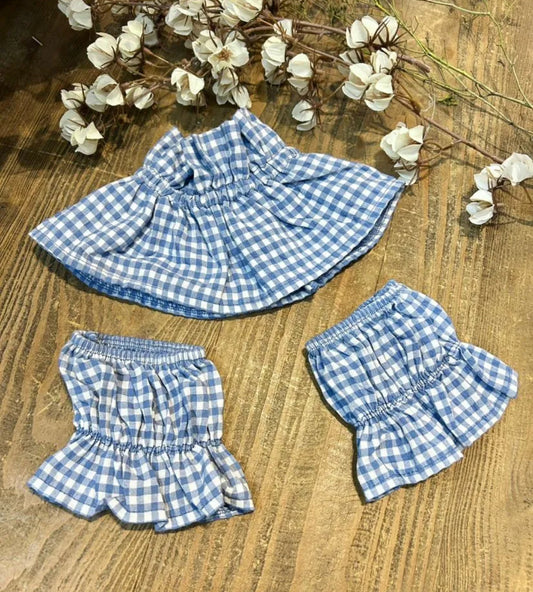 Conjunto cuello-puños vichy