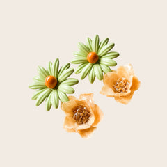 Pendientes Caléndula-Verde/Marrón