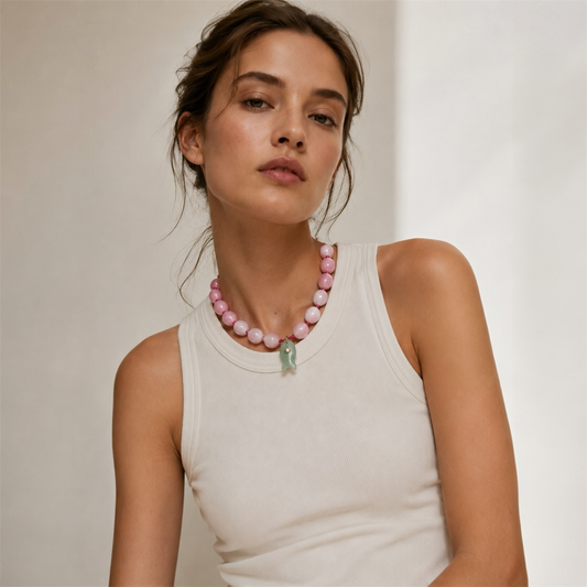 Collar Rosa Pez Nácar Verde