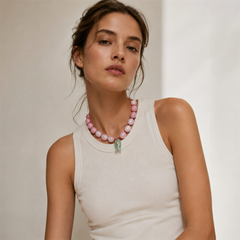 Collar Rosa Pez Nácar Verde