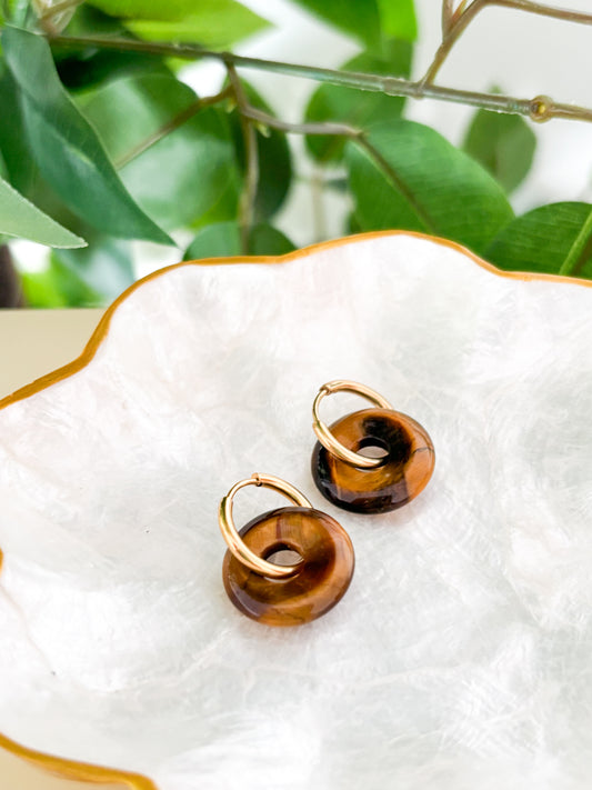 Aritos Seans Piedra-Acero inoxidable