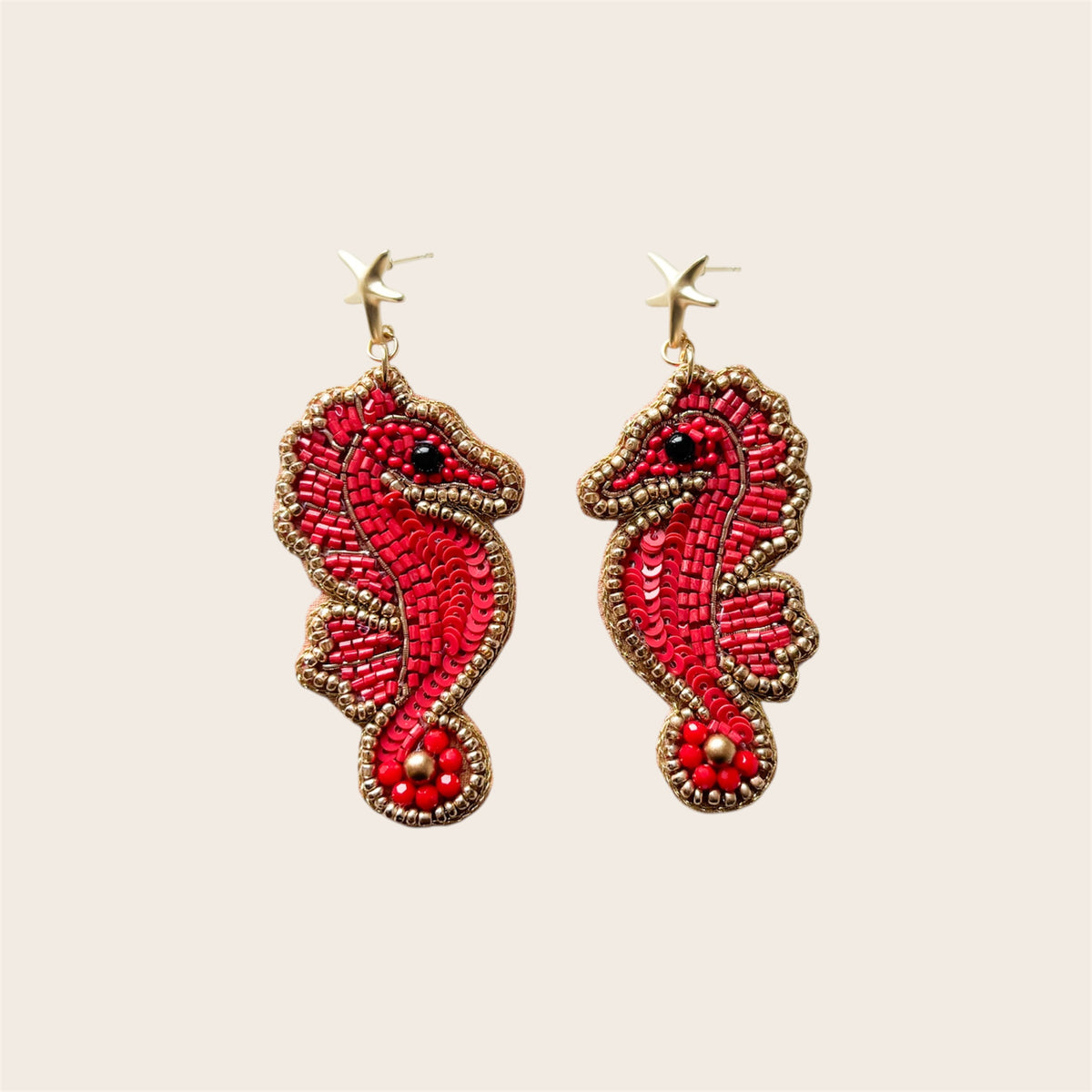 Pendientes Riviera Seahorse Rouge