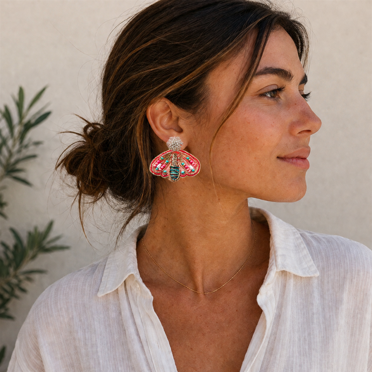 Pendientes Riviera Mariposa Coral Alga