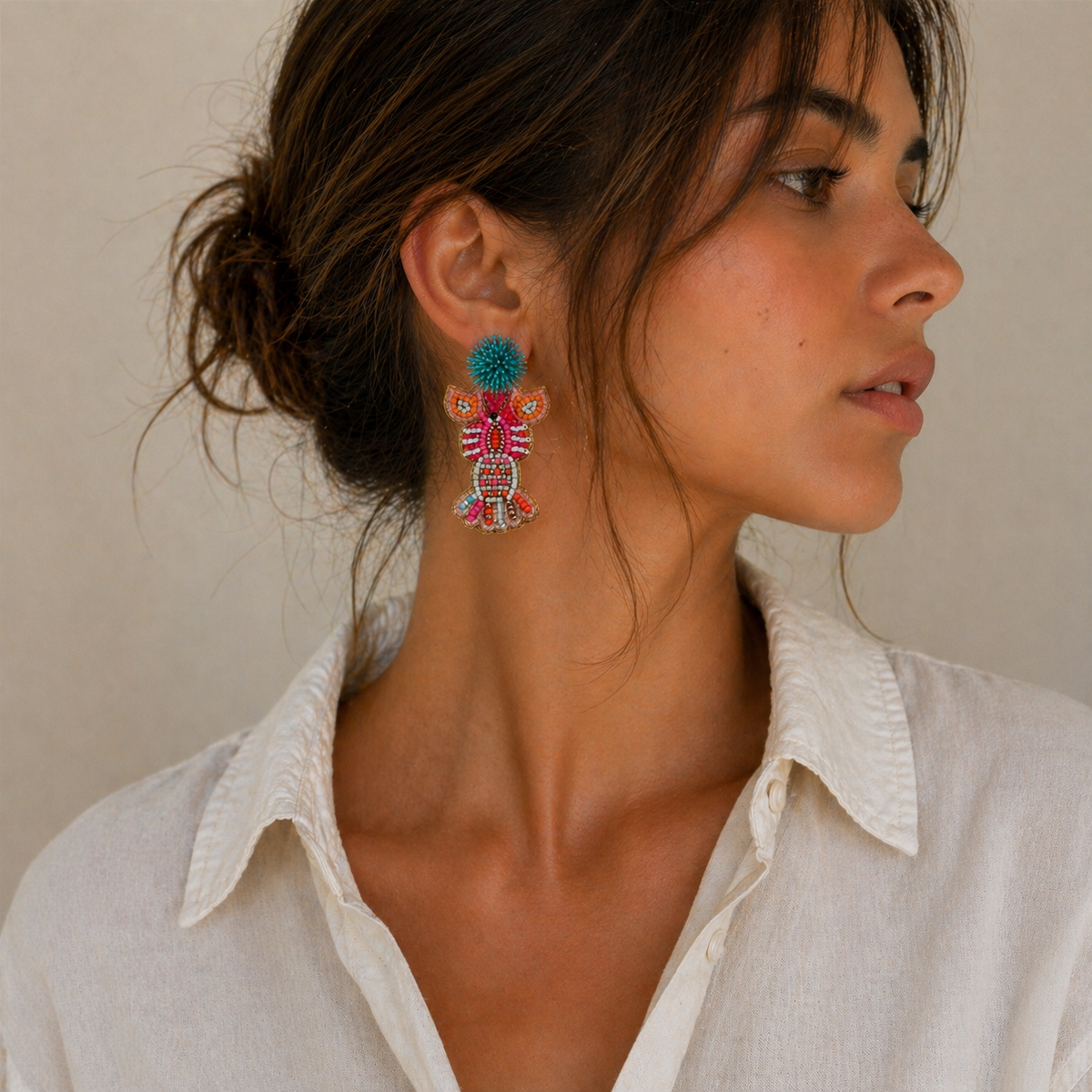 Pendientes Riviera Langosta Coral