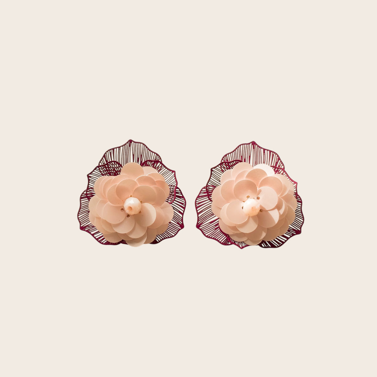 Pendientes Flor Rosa 2 en 1