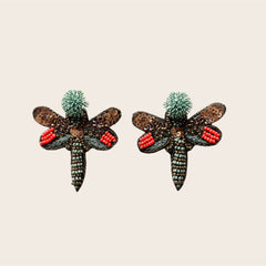 Pendientes Riviera Libélula Verde Alga