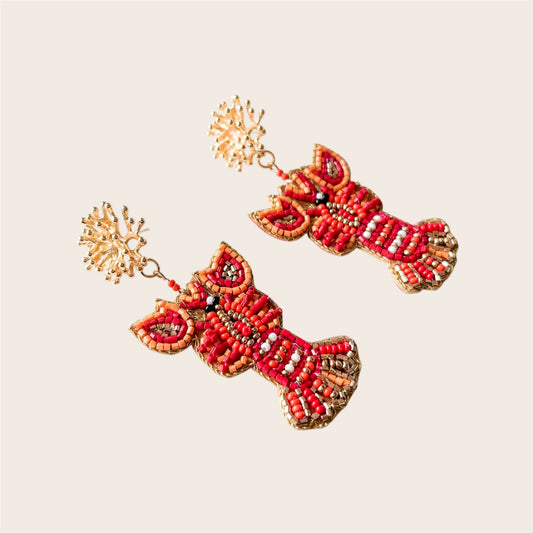 Pendientes Riviera Langosta Alga Dorada