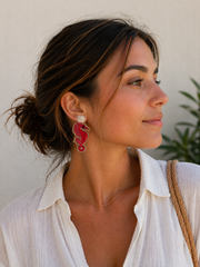 Pendientes Riviera Seahorse Coral Duo