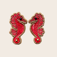 Pendientes Riviera Seahorse Coral Duo
