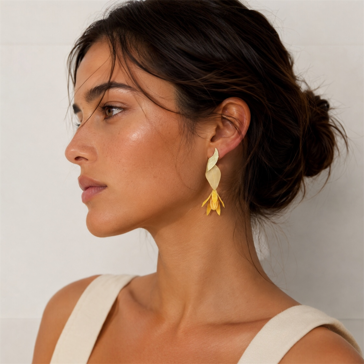 Pendientes Solana-Beige Amarillo