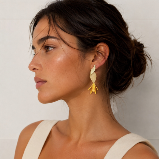 Pendientes Solana-Beige Amarillo