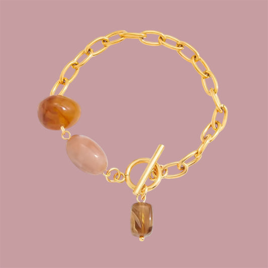 Pulsera Acero con Piedras Tierra Natural