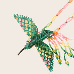 Collar Colibrí Verde-Rosa