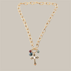 COLLAR CRUZ PIEDRAS NATURALES