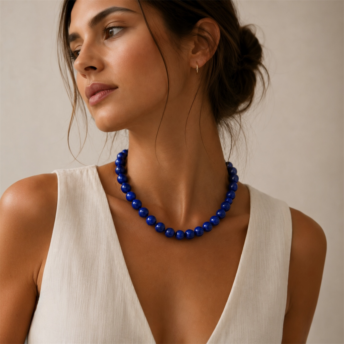 Collar Aura de Cuentas Marmoleadas Azul