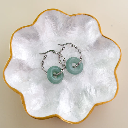 Aritos Blus Piedra-Acero inoxidable