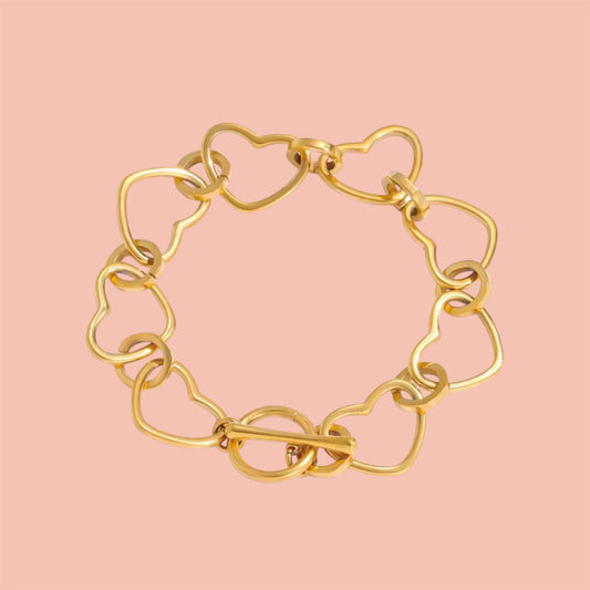 Pulsera Corazones-Acero