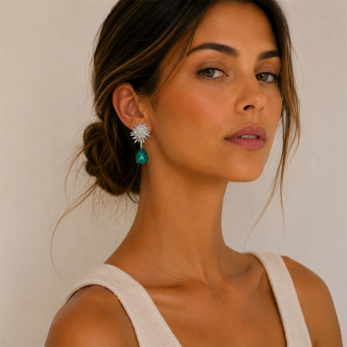 Pendientes Anémona Verde