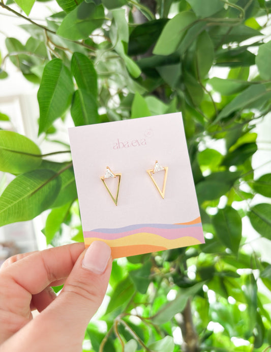 Pendientes Triángulo Cristal – 2 en 1