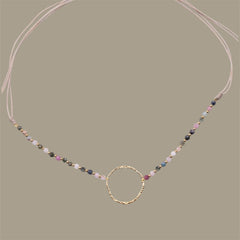 Collar Turmalina con Círculo Dorado – Acero Inoxidable y Piedras Naturales