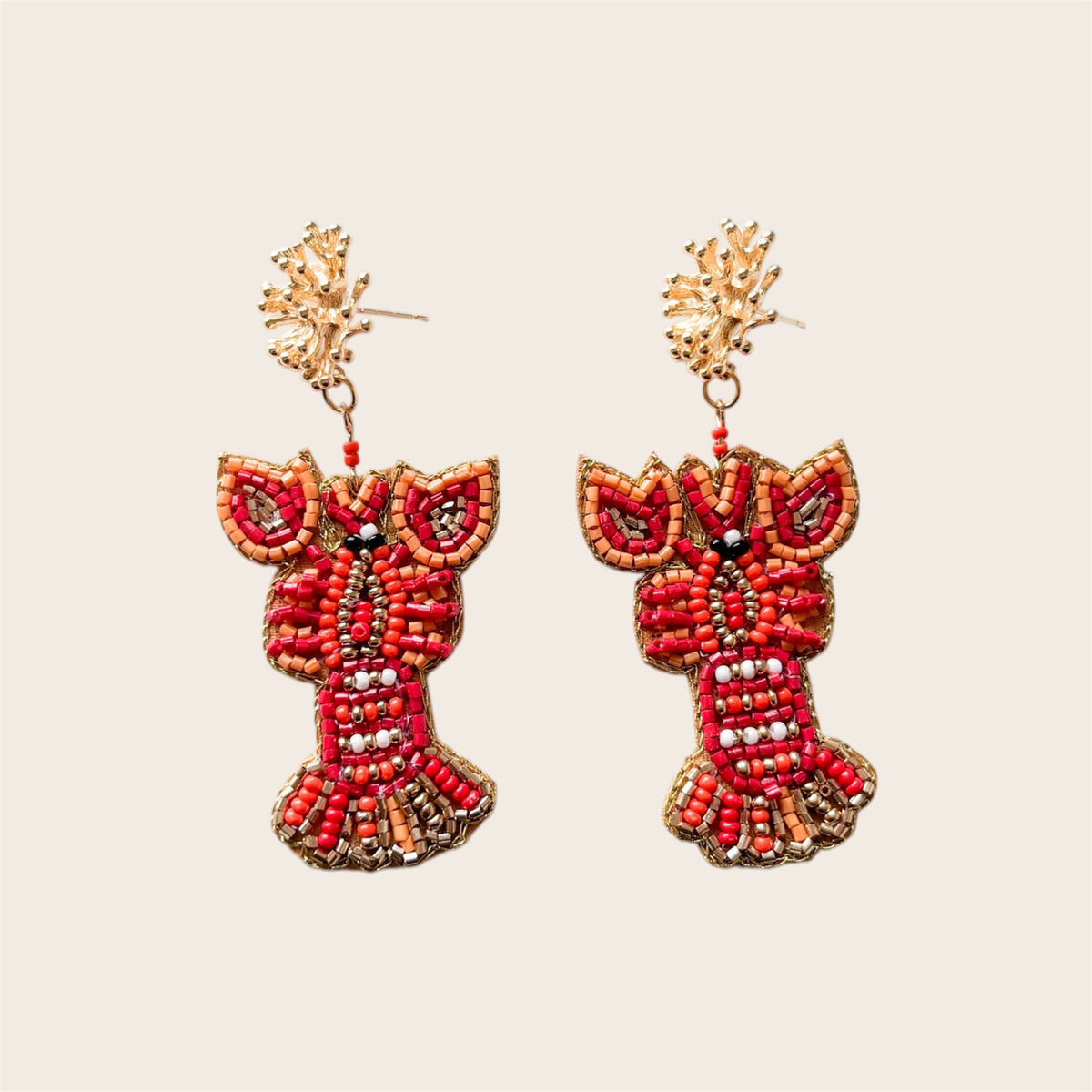 Pendientes Riviera Langosta Alga Dorada
