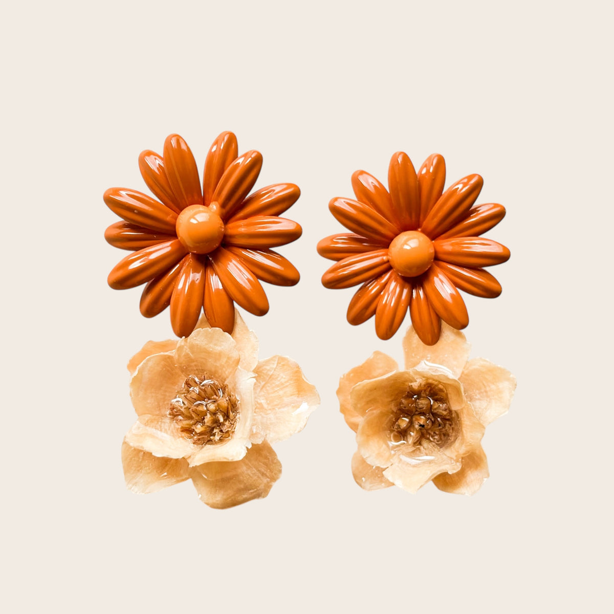 Pendientes Caléndula-Marrón