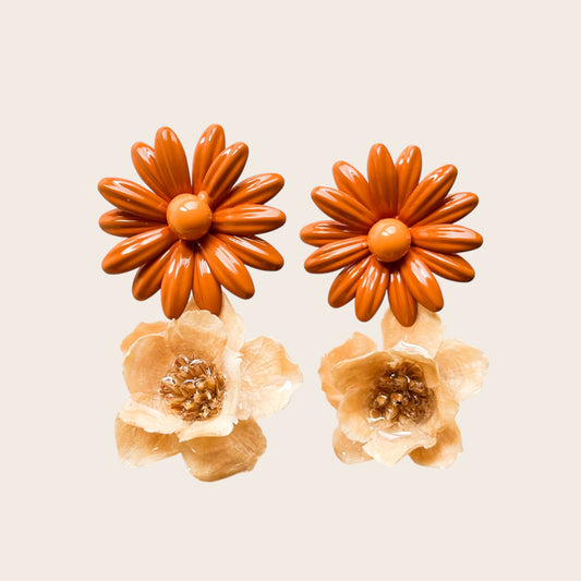 Pendientes Caléndula-Marrón