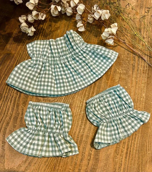 Conjunto cuello-puños vichy