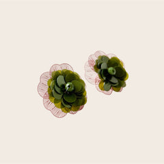 Pendientes Flor Oliva Rosa 2 en 1