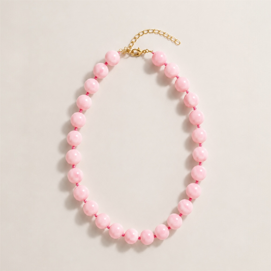 Collar Aura de Cuentas Marmoleadas Rosa
