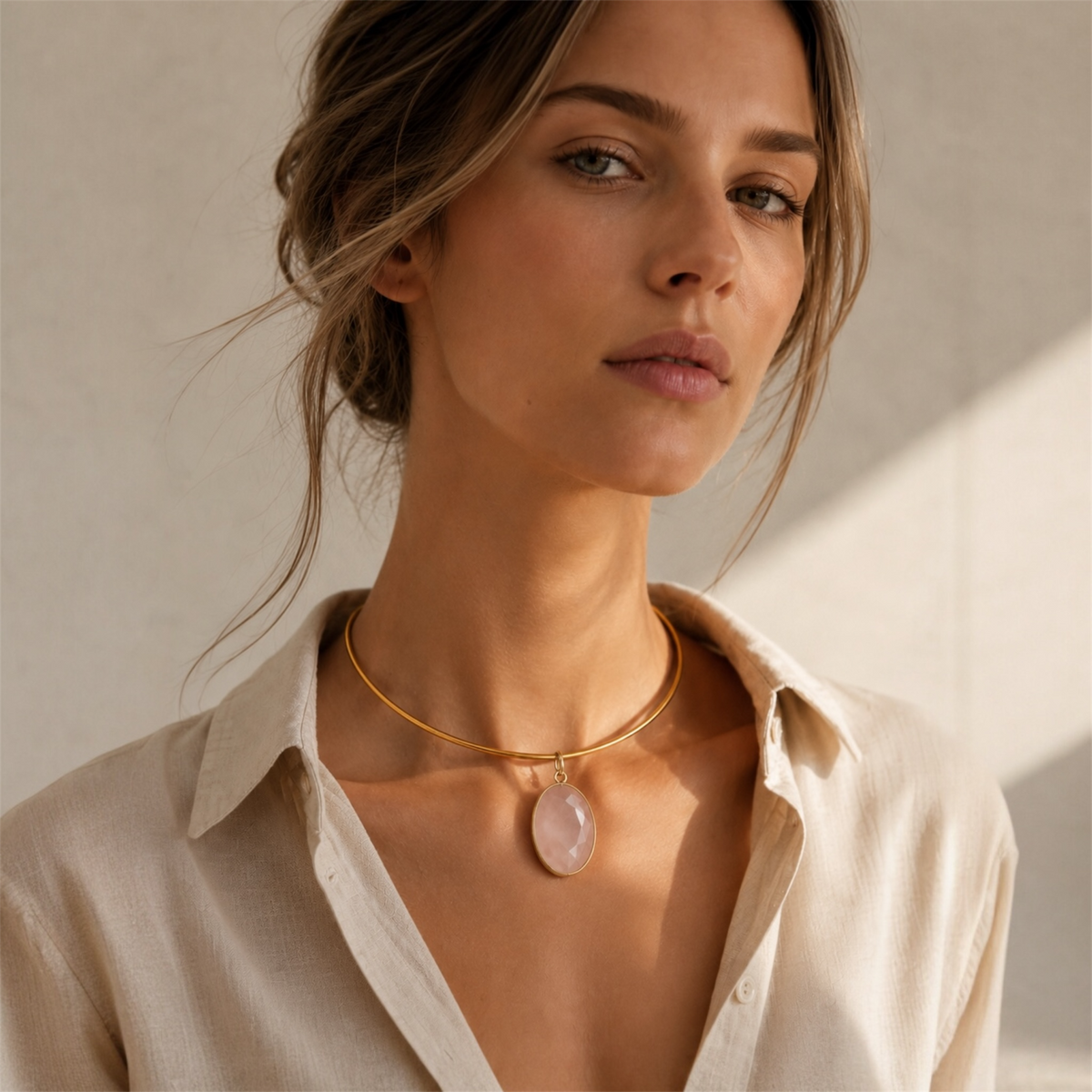 Choker Cuarzo Rosa