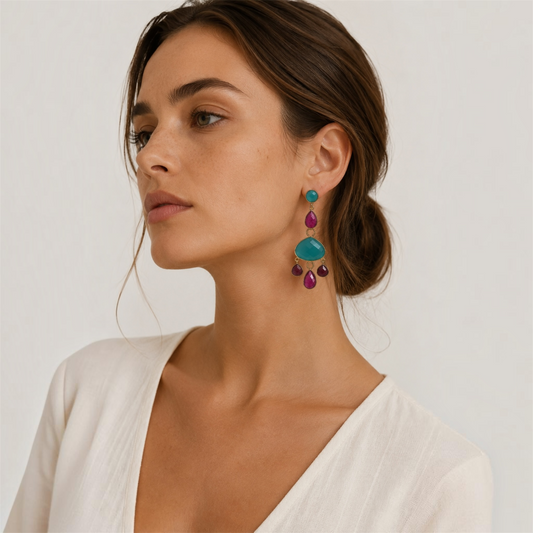 Pendientes Esmeralda Fucsia