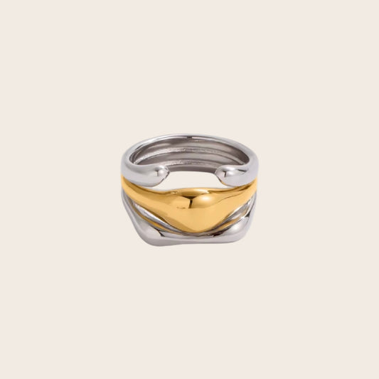 Anillo Bicolor Ajustable — Acero Inoxidable