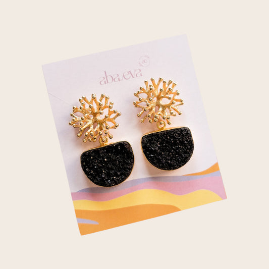 Alga Druzy Semicírculo Negro