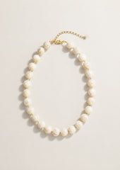 Collar Aura de Cuentas Marmoleadas Beige