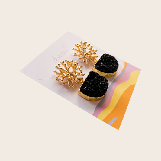 Alga Druzy Semicírculo Negro