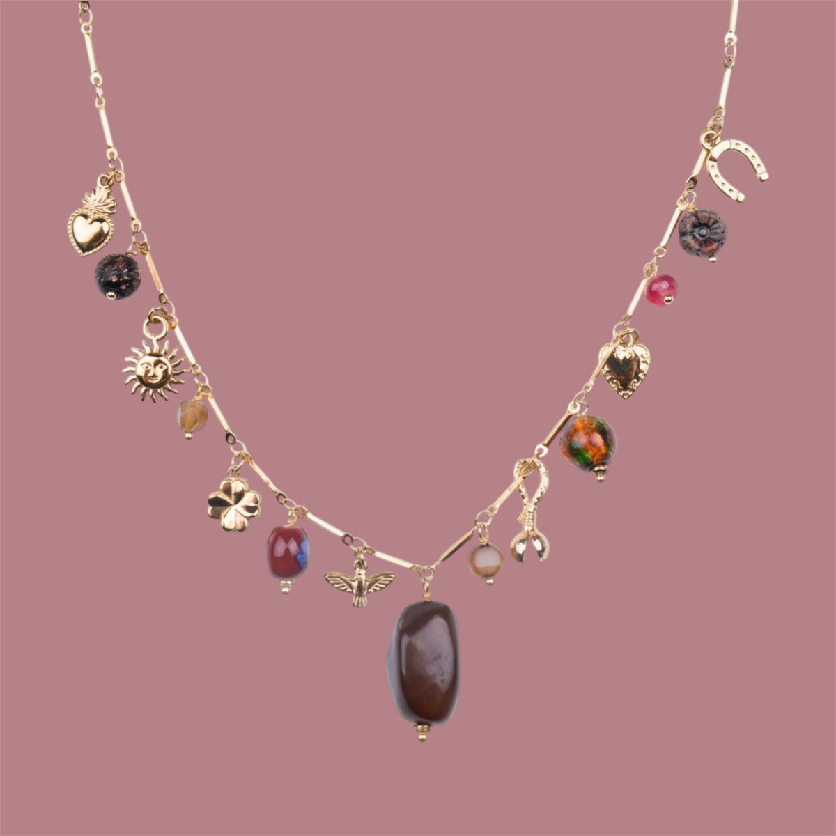 Collar Charms Mixto – Acero + Madera + Piedra Natural + Cerámica