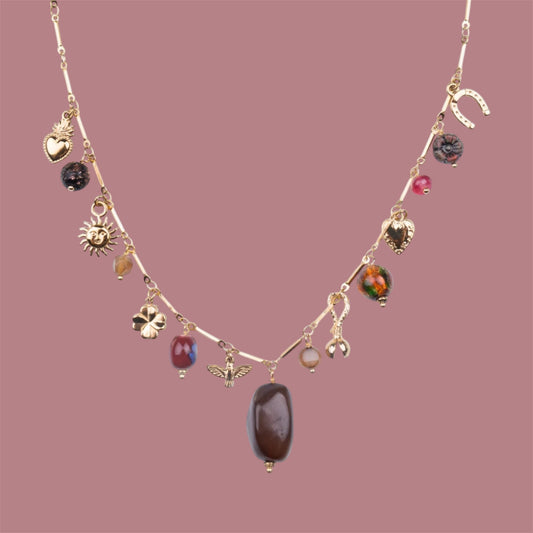 Collar Charms Mixto – Acero + Madera + Piedra Natural + Cerámica